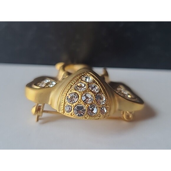 Ornate Rhinestone Elephant Head Shaped Brooch Vintage Costume Jewelry - Picture 5 of 10